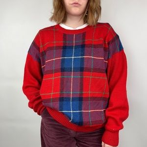 PLAID KNIT SWEATER
